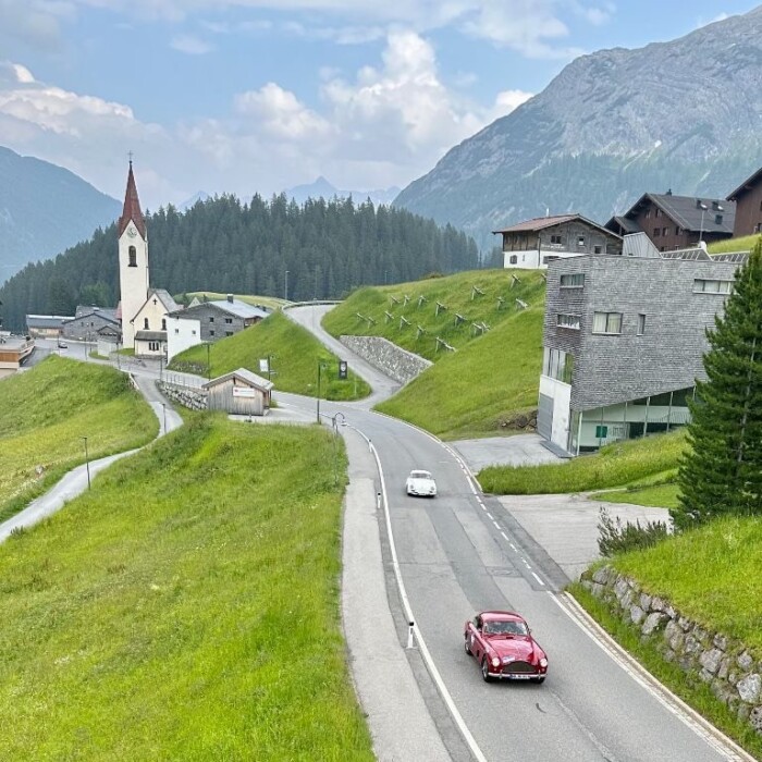 14. Arlberg Classic Car Rally 2023 in Lech am Arlberg nach Warth am Arlberg und weiter nach Schoppernau