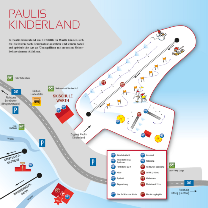 Paulis Kinderland in Warth am Arlberg - einzigartig für Kinder - Skifahren und Spaß pur